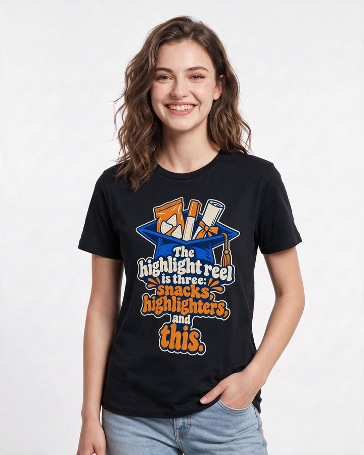 Graduation Black T-Shirt for Women – Everyday Expression Graphic Tee product image 1