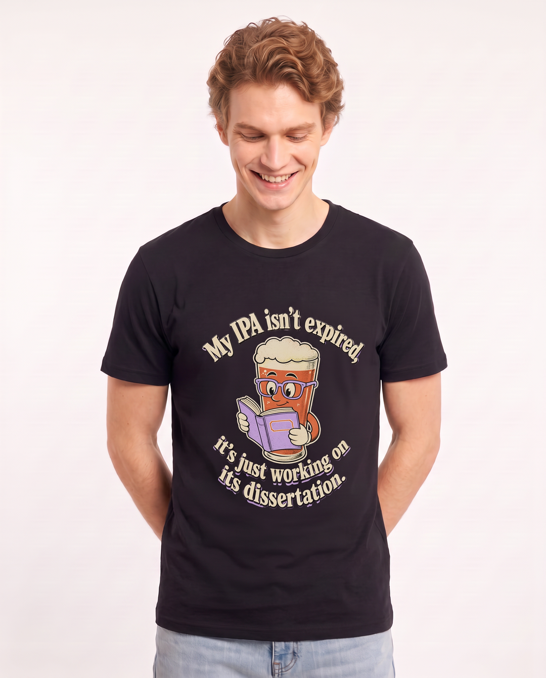 My IPA isn't expired, it's just working on its dissertation. Men's Black T-Shirt product image 1