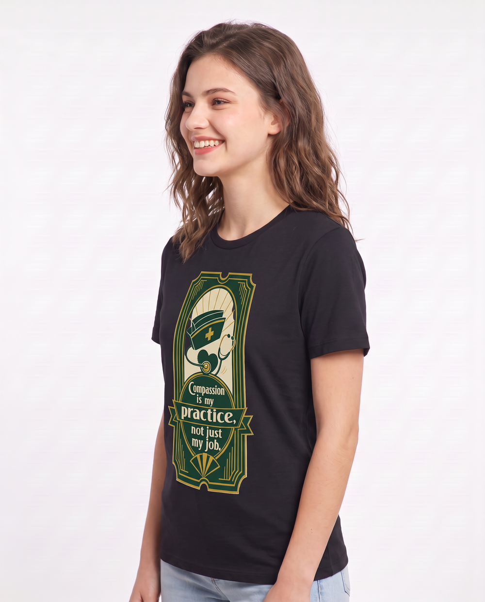 Compassion is my practice, not just my job. - Women's Black T-Shirt product image 3