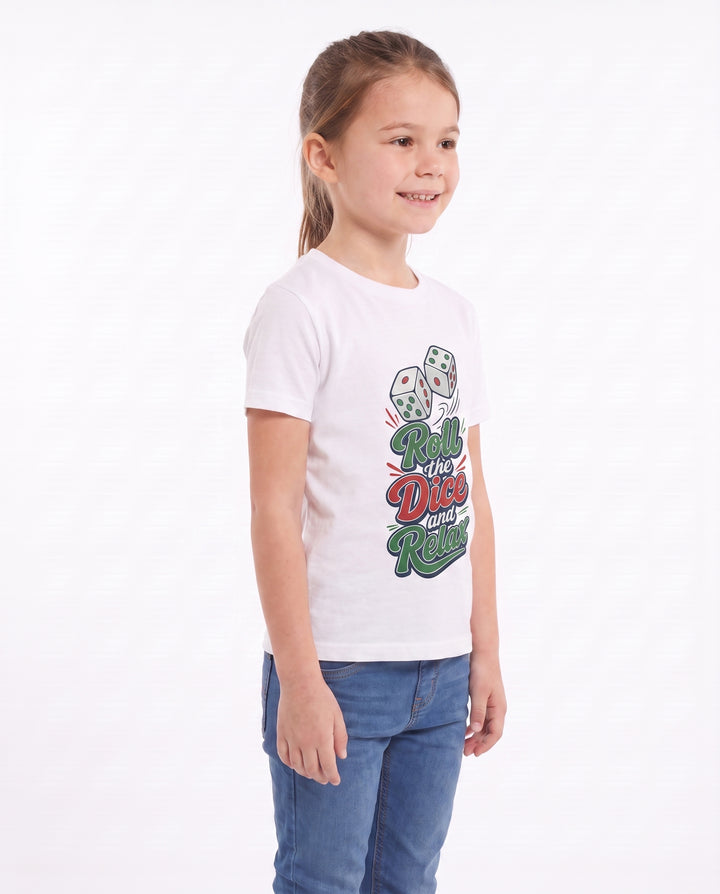 Roll The Dice And Relax White T-Shirt mockup 2