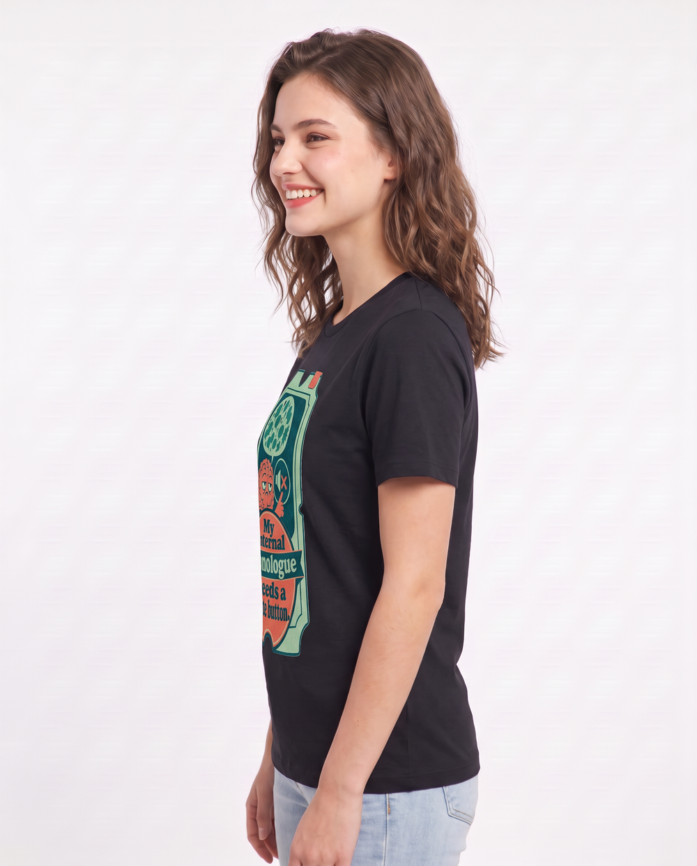 Graphic Women's Black T-Shirt - My internal monologue needs a mute product image 2