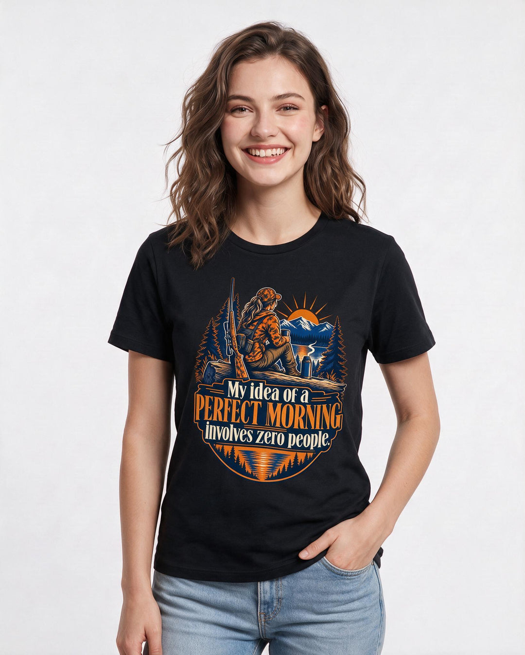Hunting Black T-Shirt for Women – Everyday Expression Graphic Tee product image 1