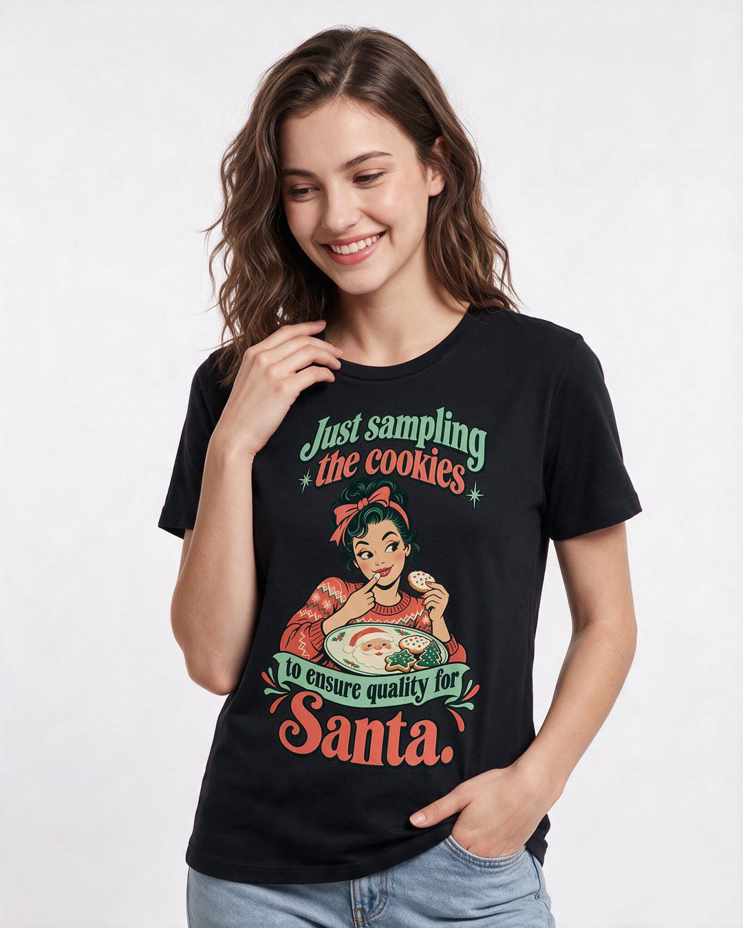 Christmas Black T-Shirt for Women – Holiday Theme Graphic Tee product image 1