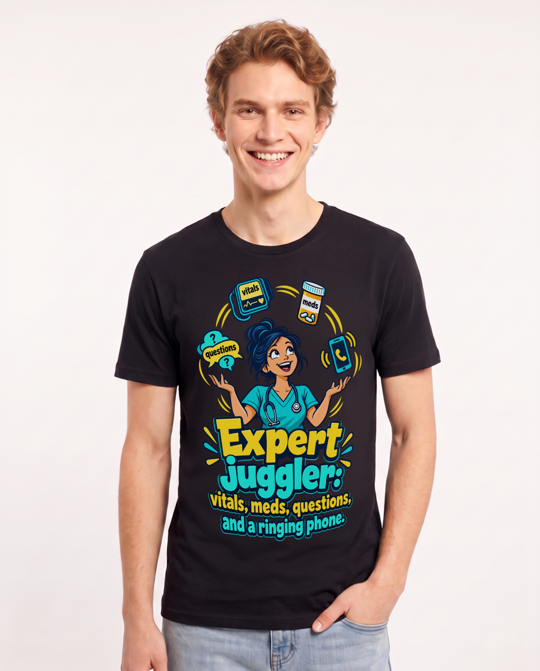 Nurse Black T-Shirt for Men – Nursing Life Graphic Tee product image 3
