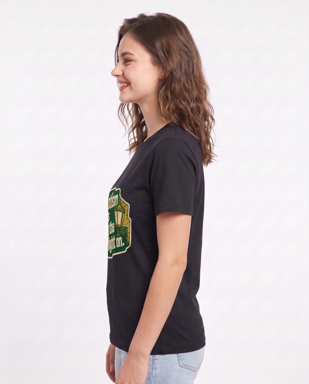 Graphic Women's Black T-Shirt - Patriotism means leaving the porch product image 2