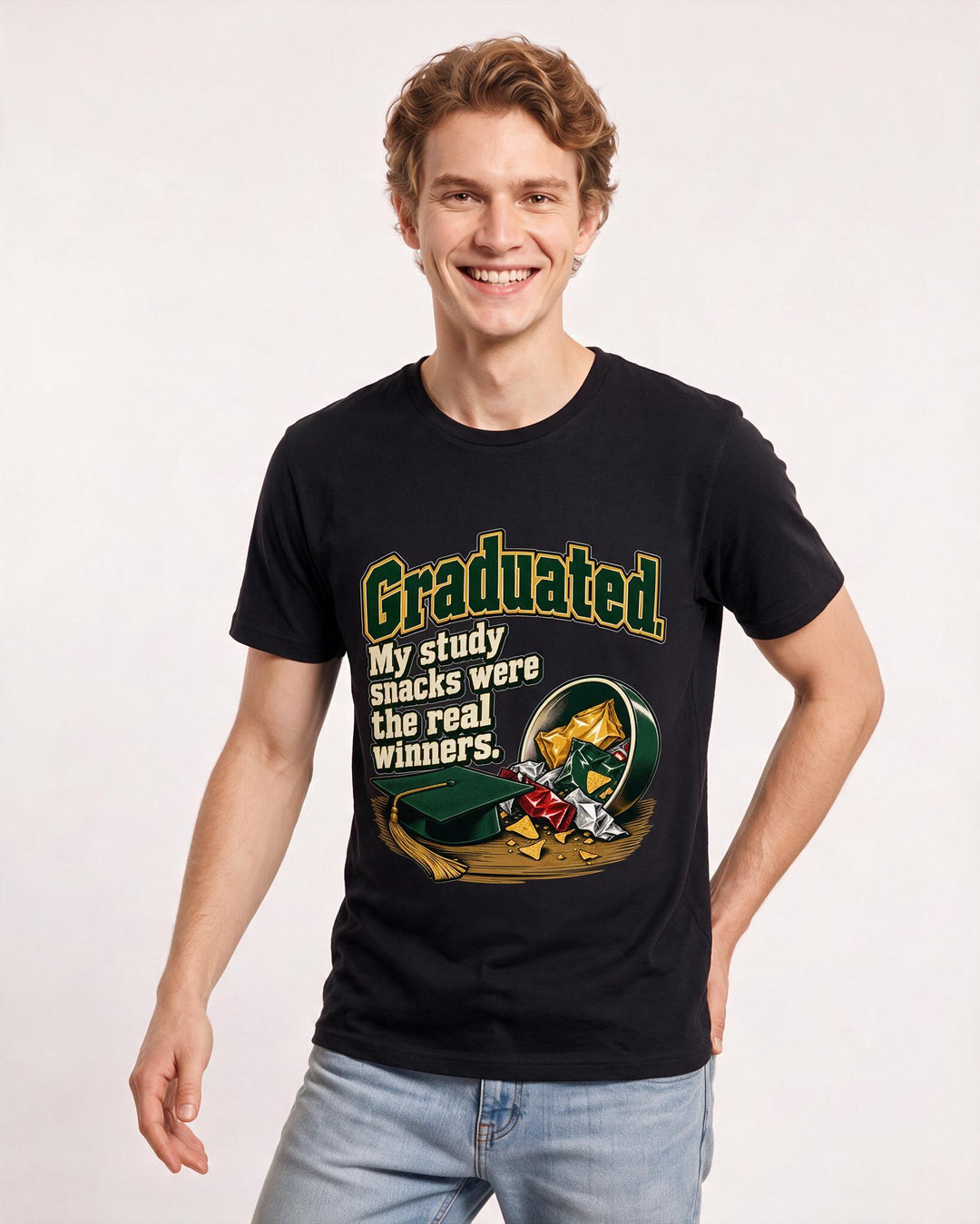 Graduation Black T-Shirt for Men – Everyday Expression Graphic Tee product image 1