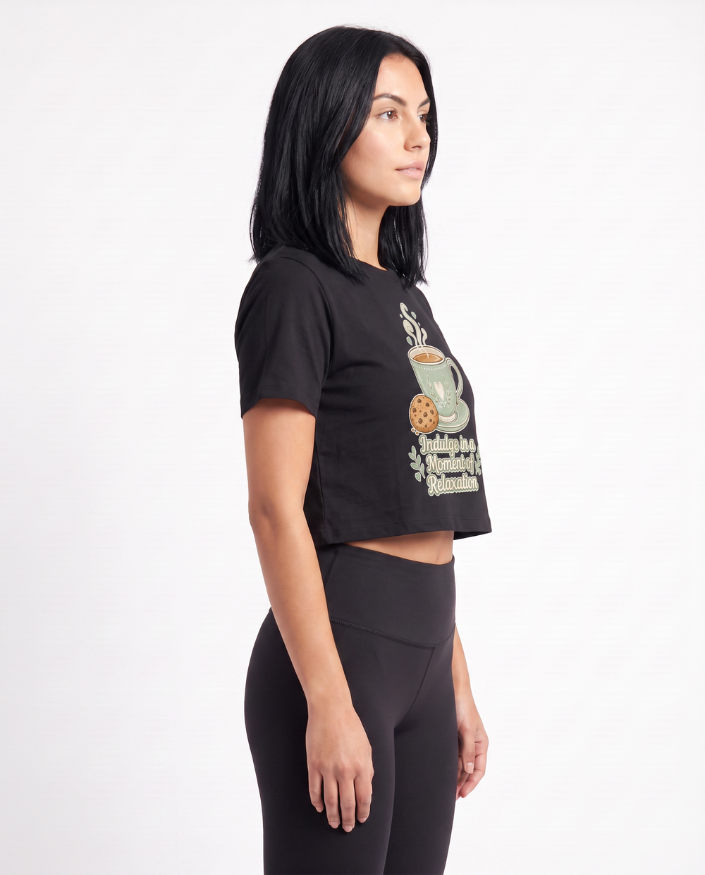Indulge In A Moment Of Relaxation Crop Top mockup 2