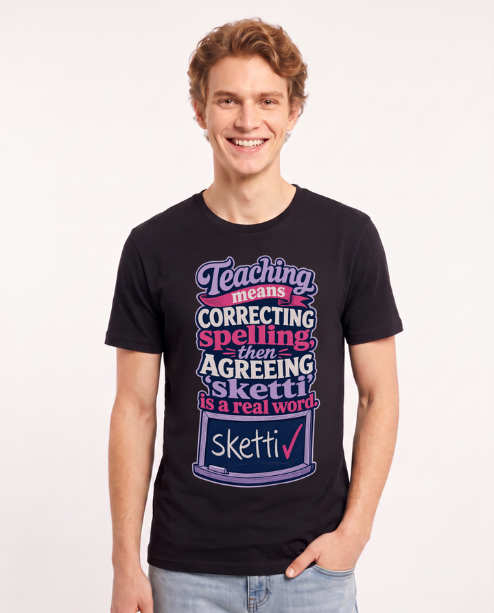Teacher Black T-Shirt for Men – Everyday Expression Graphic Tee product image 1