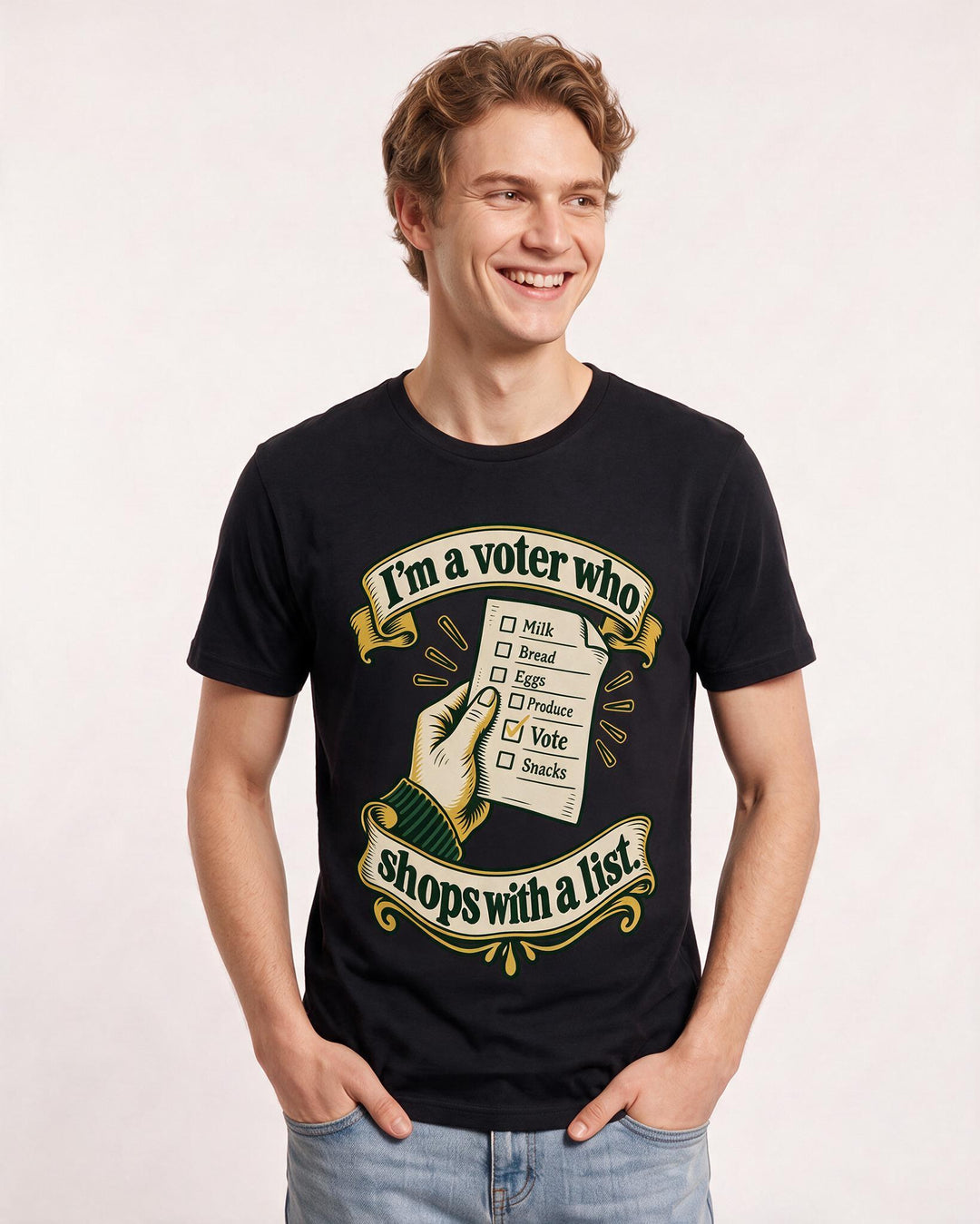 Political Statement Black T-Shirt for Men – Everyday Expression Graphic Tee product image 1