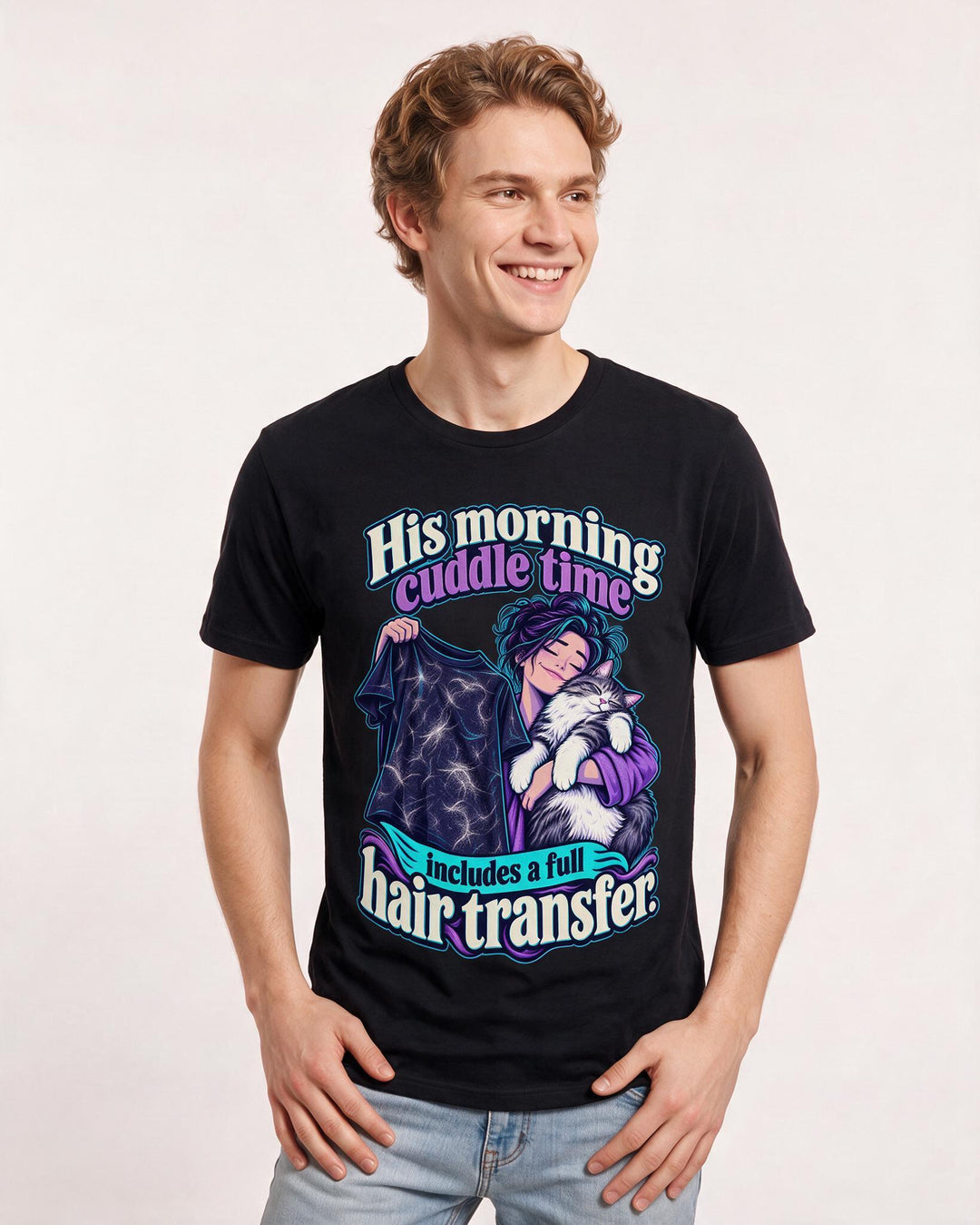 Cat Lover Black T-Shirt for Men – Everyday Expression Graphic Tee product image 1