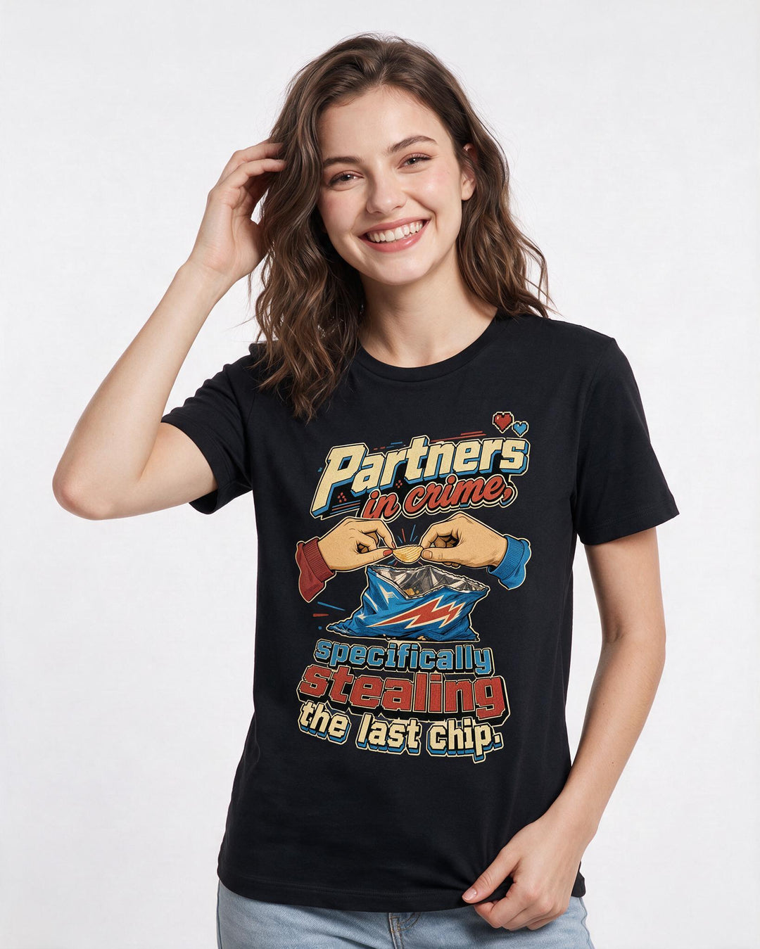 Couples Black T-Shirt for Women – Everyday Expression Graphic Tee product image 1