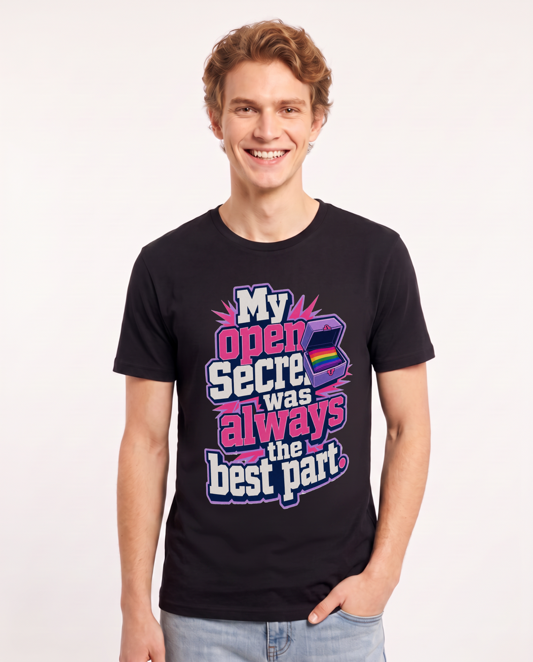 Pride Men's Black T-Shirt – My open secret was always the best part. product image 1