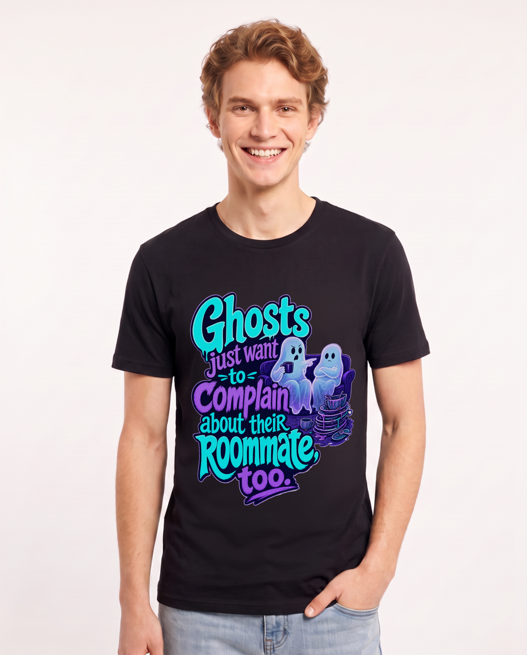 Halloween Black T-Shirt for Men – Halloween Theme Graphic Tee product image 3