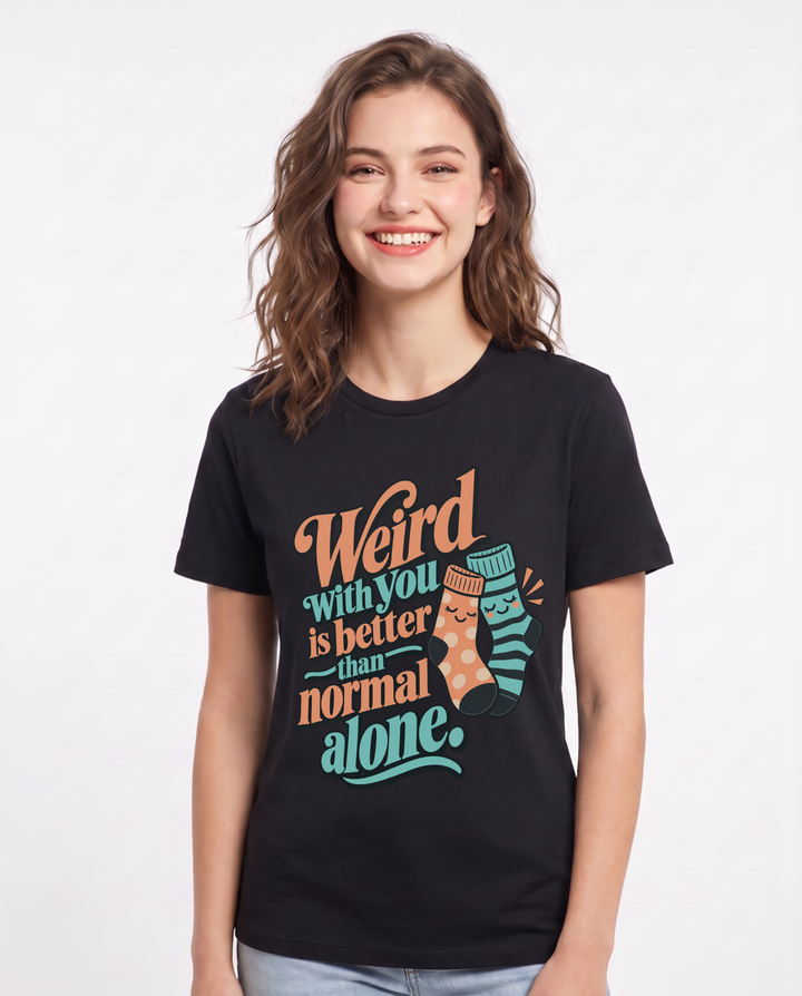Couples Black T-Shirt for Women – Everyday Expression Graphic Tee product image 3