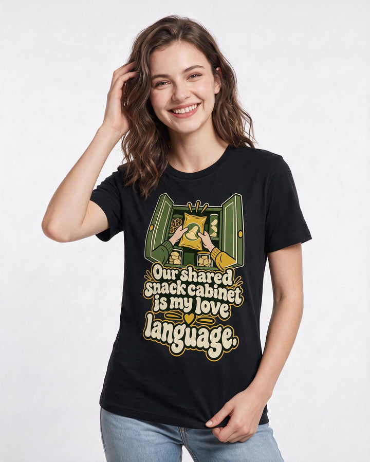 Couples Black T-Shirt for Women – Everyday Expression Graphic Tee product image 1