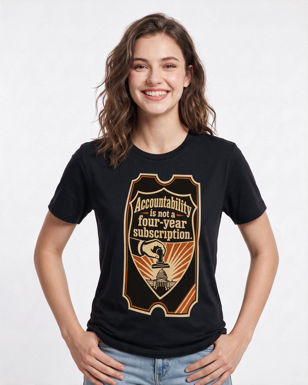 Graphic Women's Black T-Shirt - Accountability is not a four-year product image 3