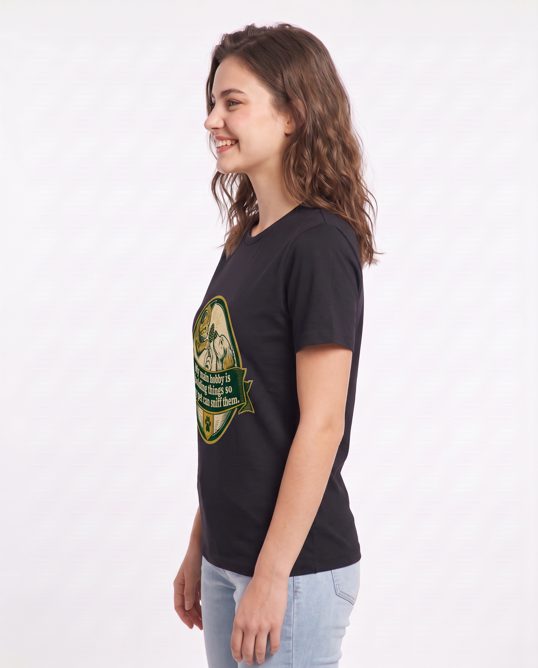 Graphic Women's Black T-Shirt - My main hobby is holding things so my product image 2