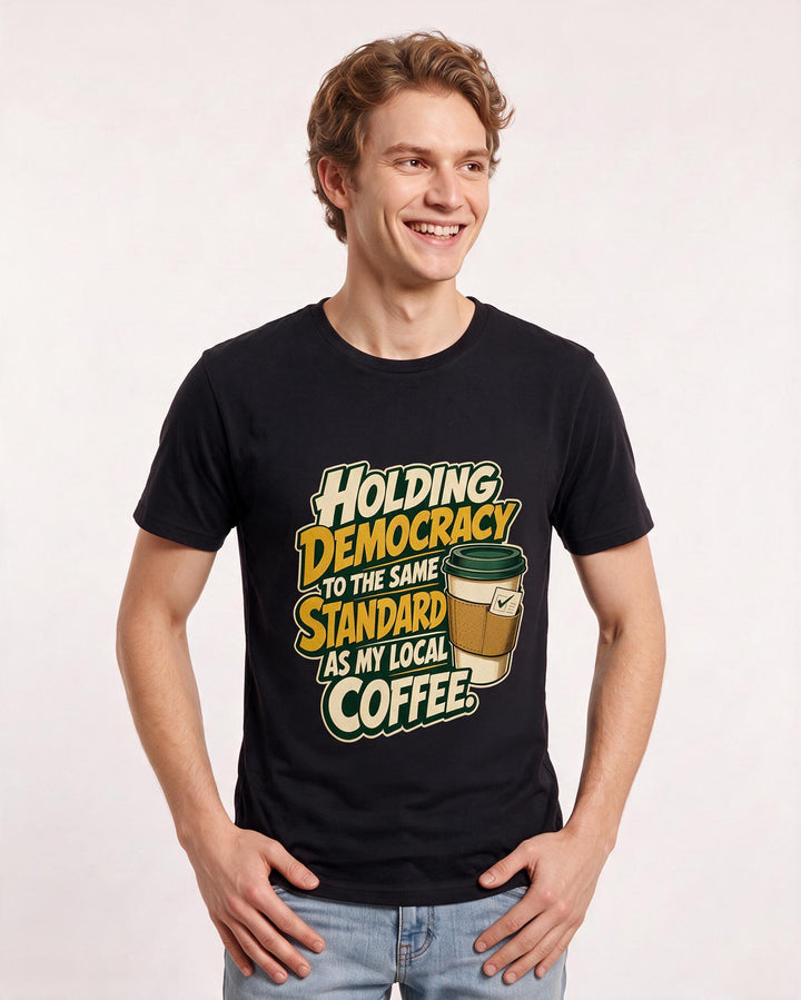 Political Statement Black T-Shirt for Men – Everyday Expression Graphic Tee product image 1