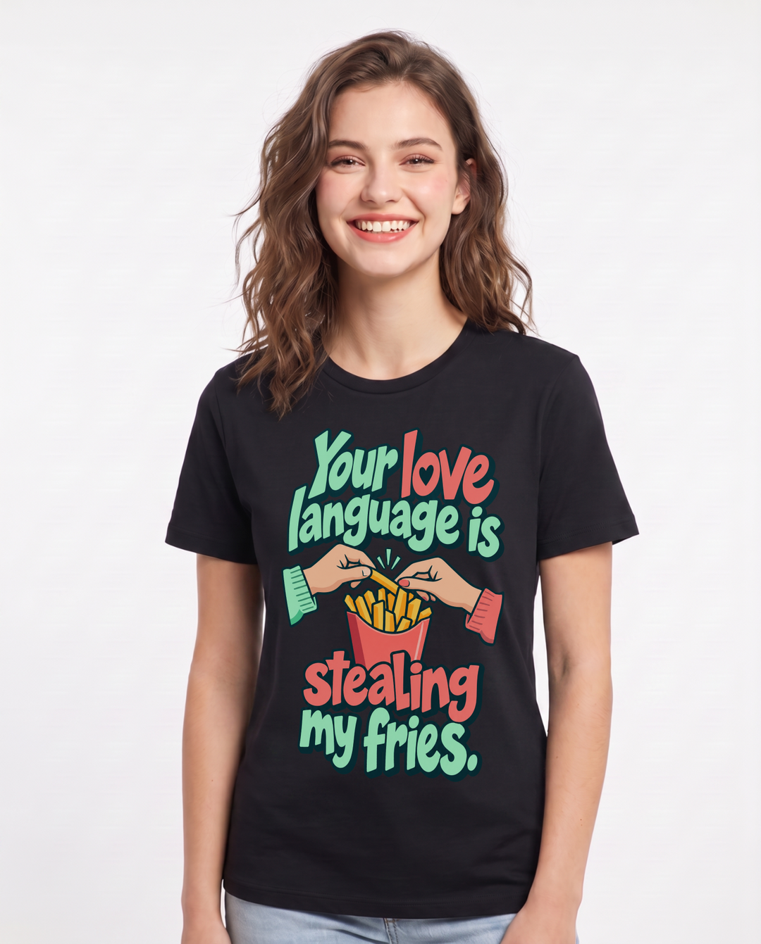Couples Black T-Shirt for Women – Everyday Expression Graphic Tee product image 3