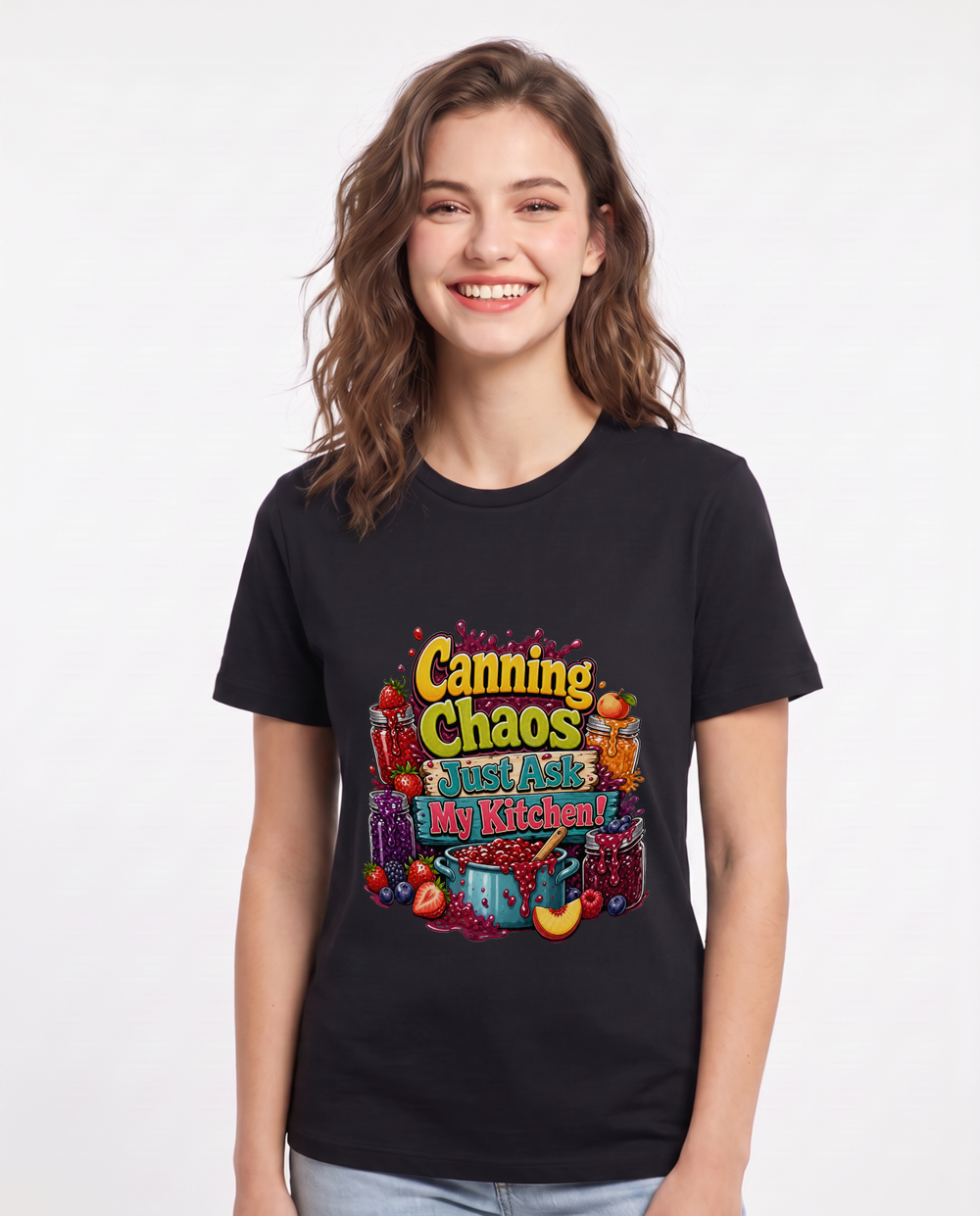 Canning Chaos: Just Ask My Kitchen! Women's Black T-Shirt product image 2