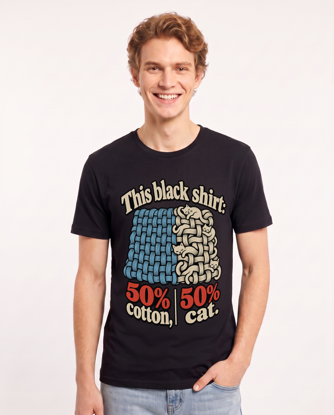 Cat Lover Black T-Shirt for Men – Everyday Expression Graphic Tee product image 3