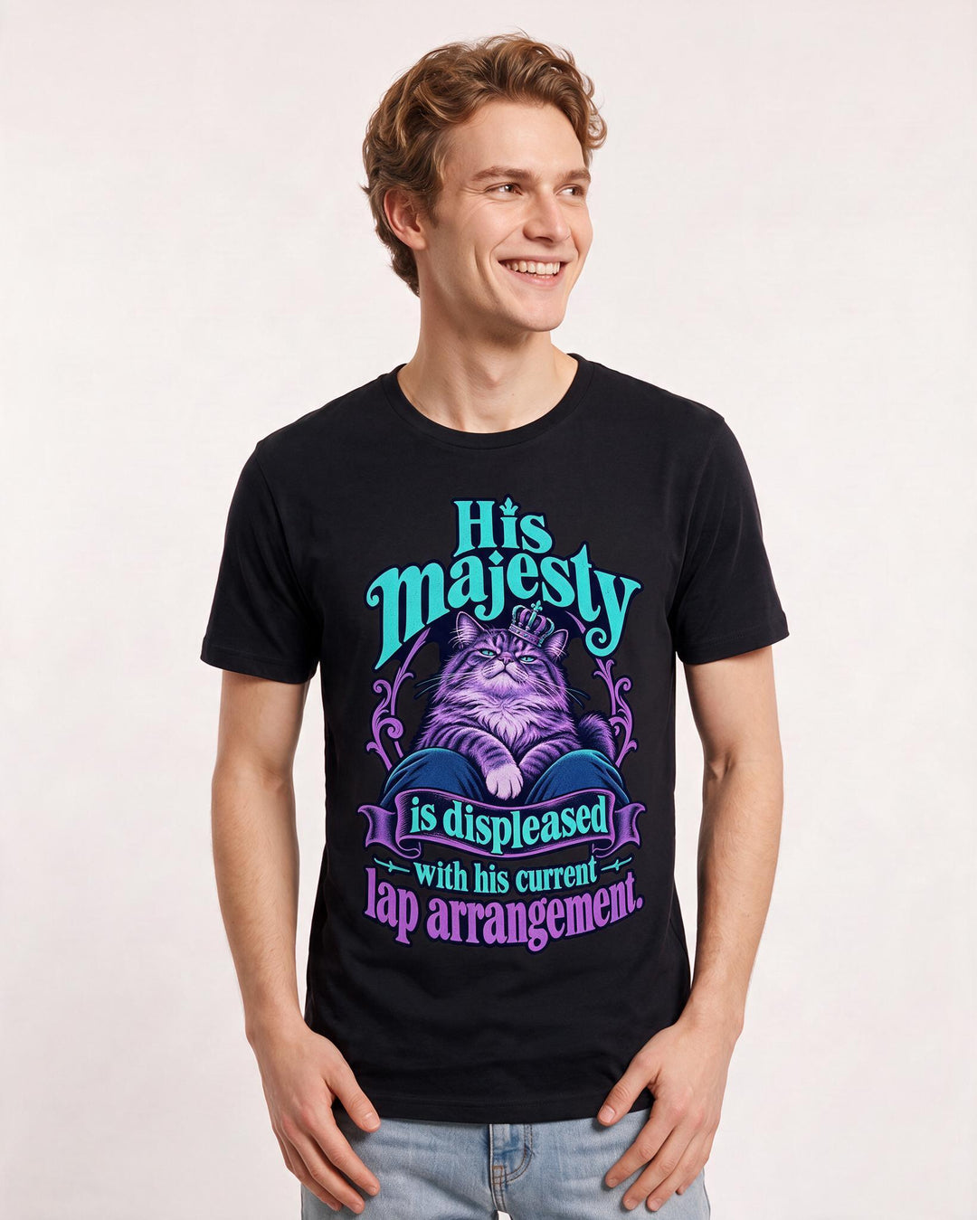 Cat Lover Black T-Shirt for Men – Everyday Expression Graphic Tee product image 1