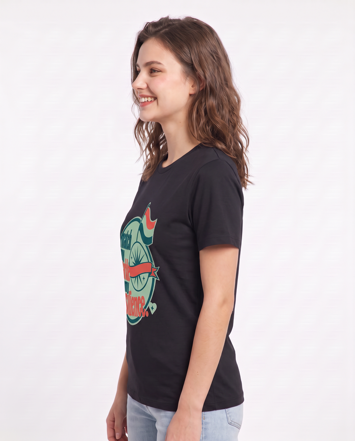 Graphic Women's Black T-Shirt - I match my sparkle to my resilience. product image 2