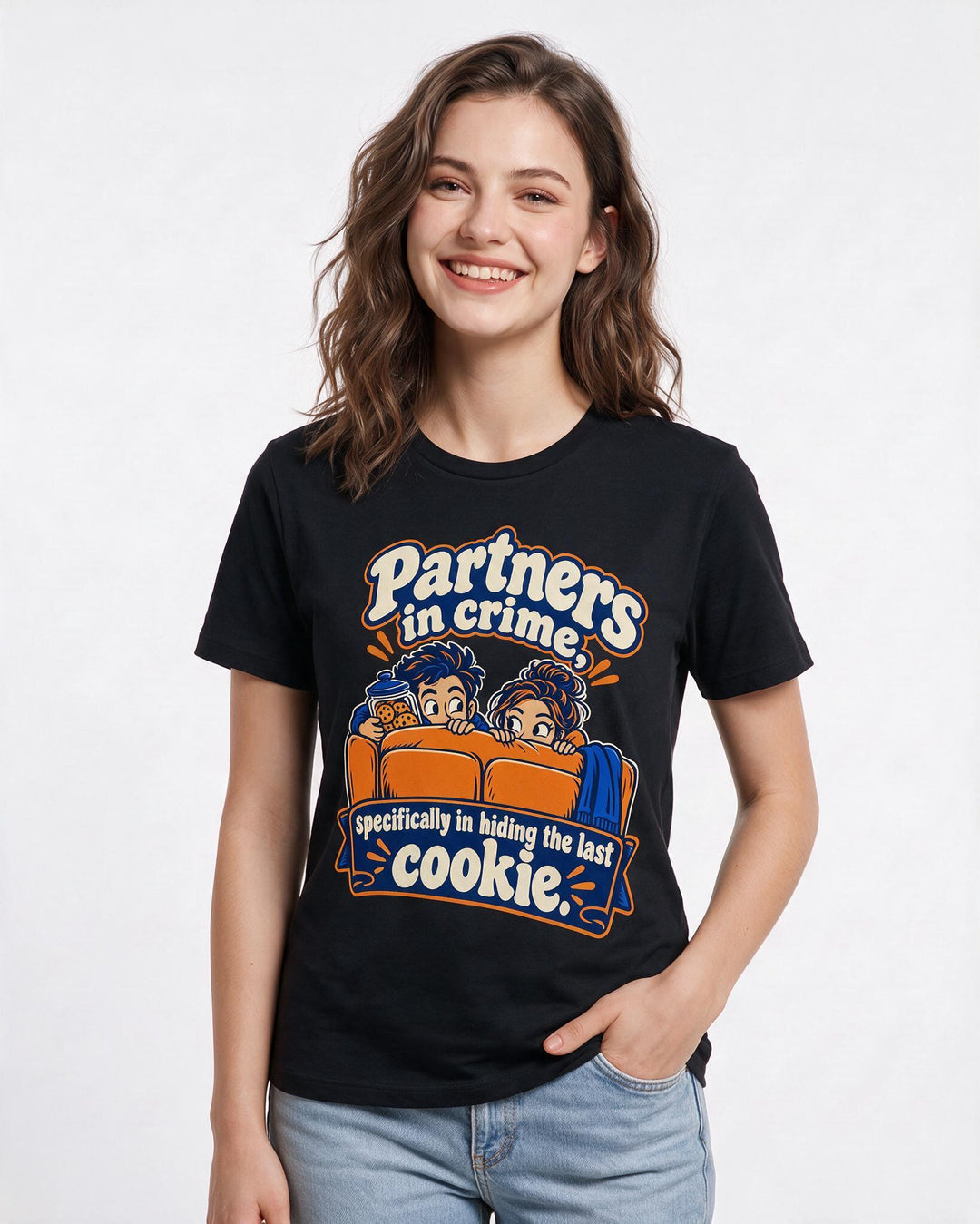 Couples Black T-Shirt for Women – Everyday Expression Graphic Tee product image 1