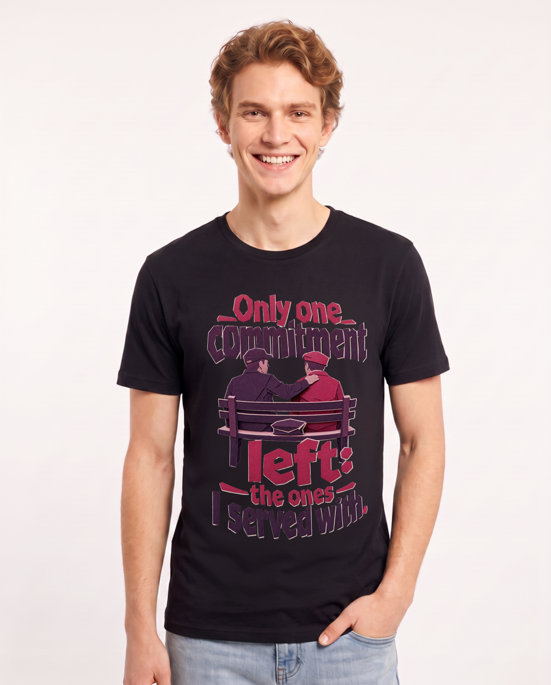 Veteran Men's Black T-Shirt – Only one commitment left: the ones I product image 1