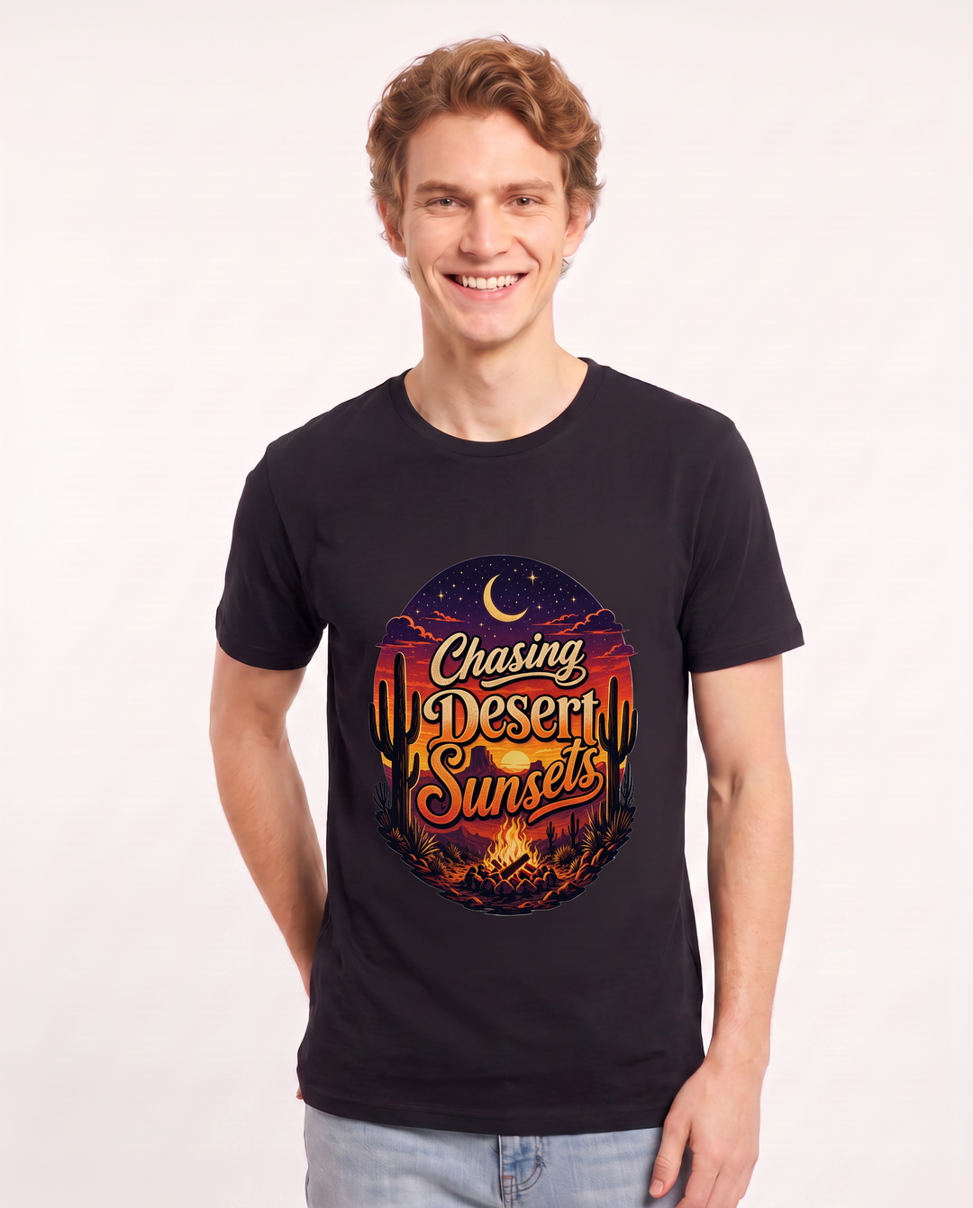 Chasing Desert Sunsets Men's Black T-Shirt product image 1