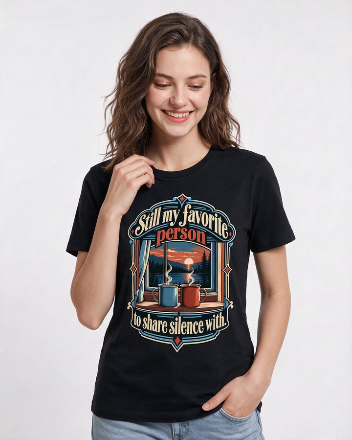 Couples Black T-Shirt for Women – Everyday Expression Graphic Tee product image 1