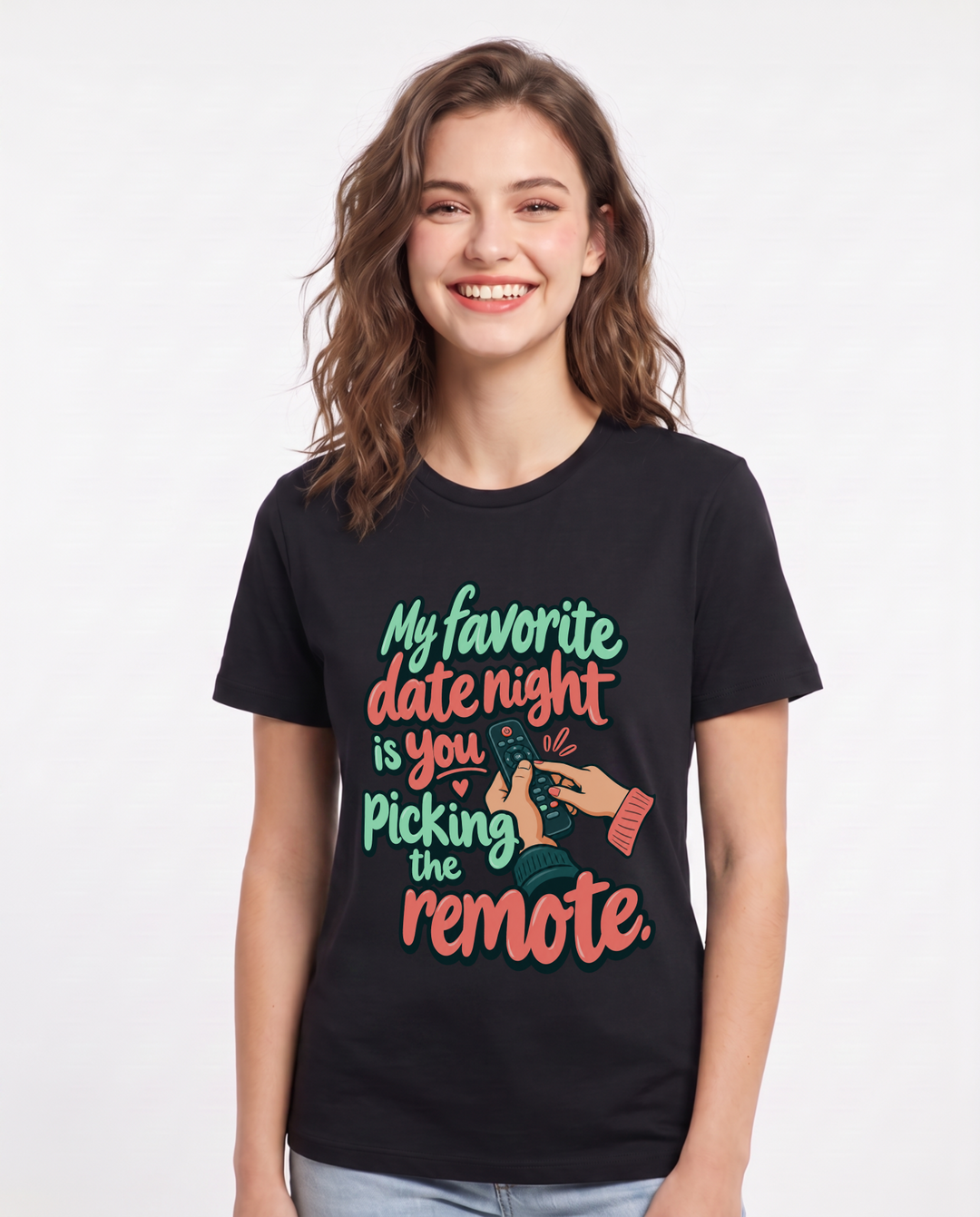 Couples Black T-Shirt for Women – Everyday Expression Graphic Tee product image 3