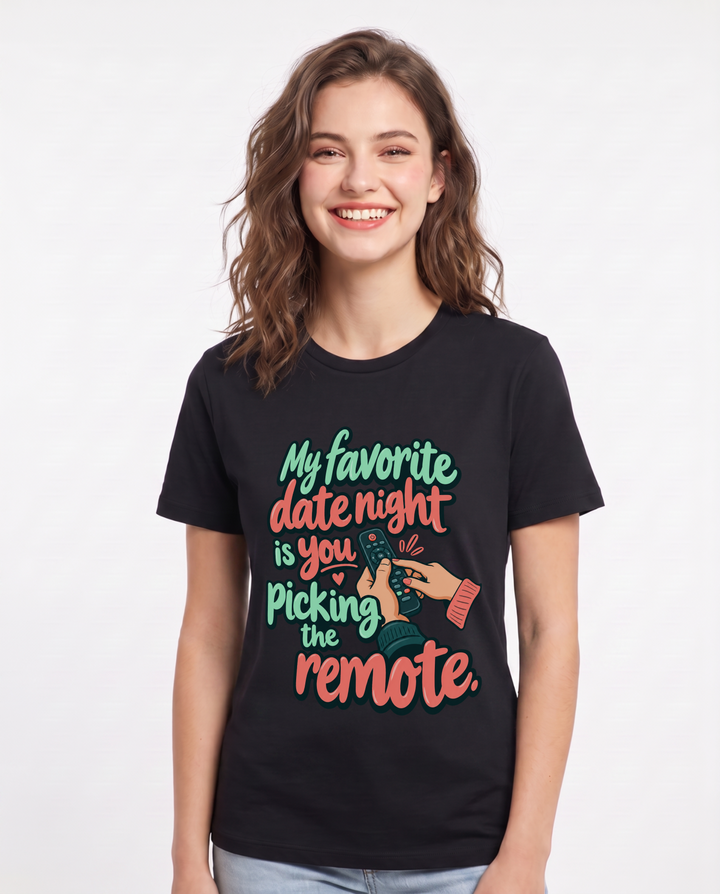 Couples Black T-Shirt for Women – Everyday Expression Graphic Tee product image 3