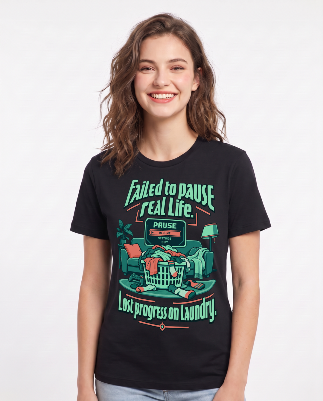Gaming Black T-Shirt for Women – Game Night Graphic Tee product image 3