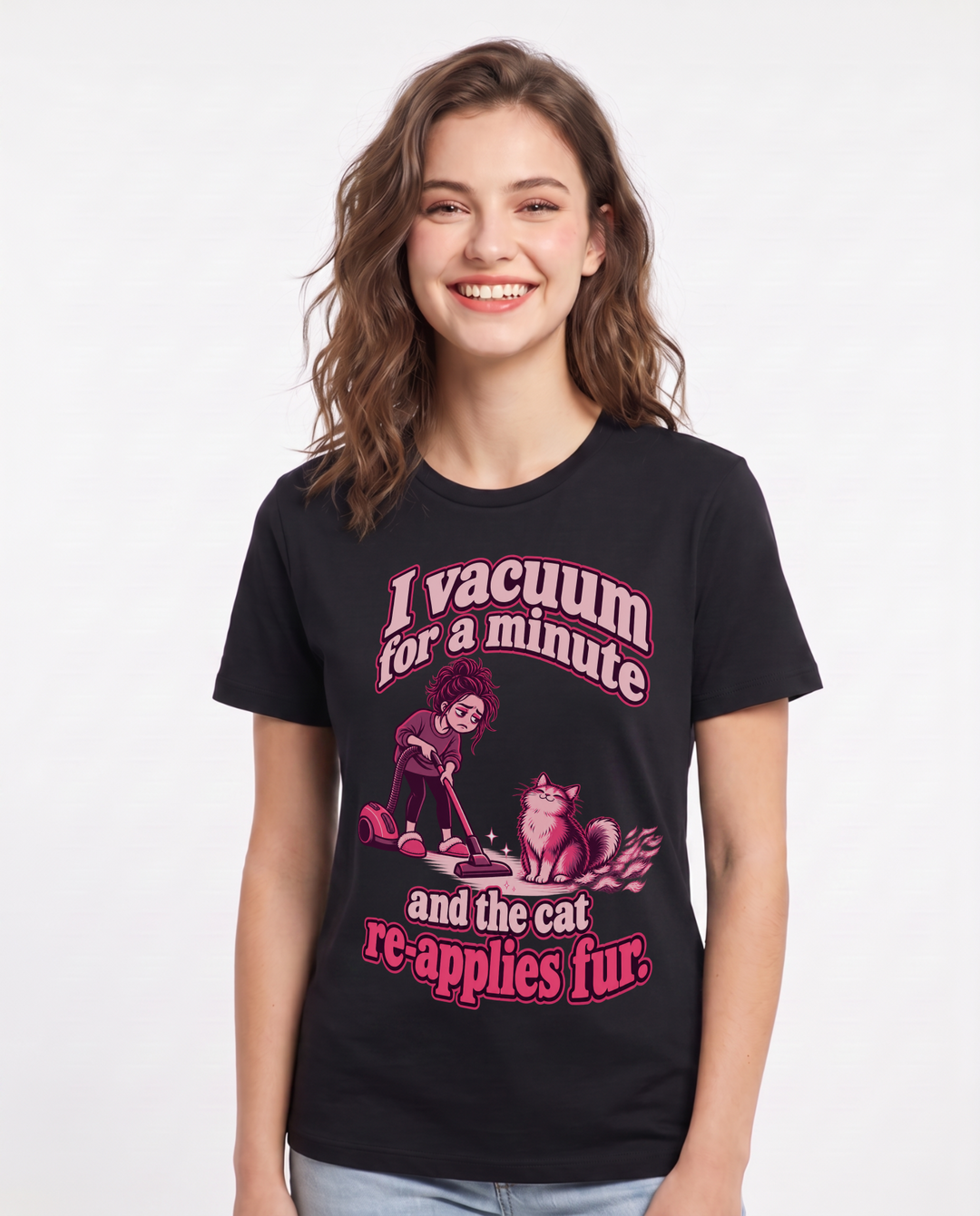 Cat Lover Black T-Shirt for Women – Everyday Expression Graphic Tee product image 3