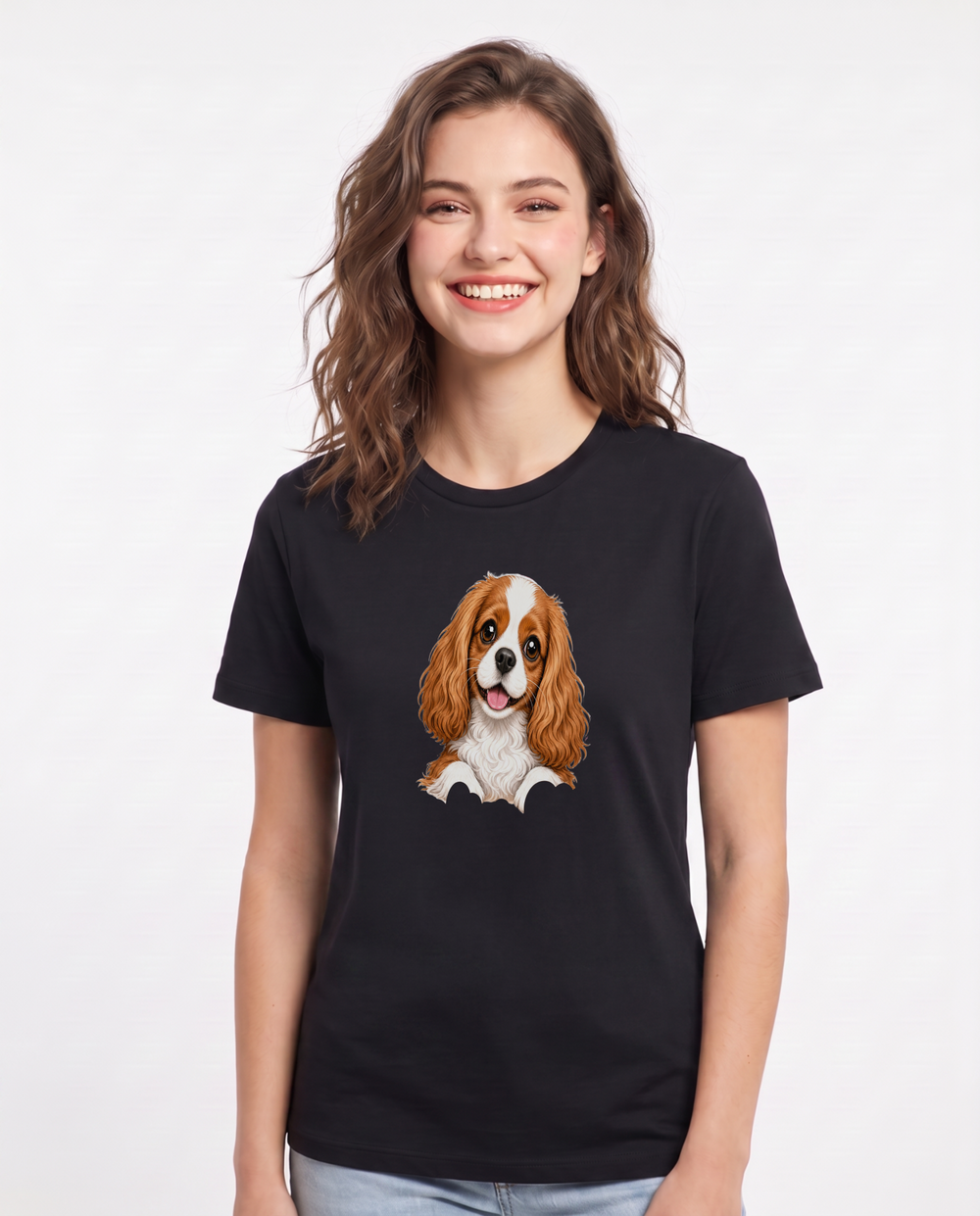 Cavalier Mom: My Little Love Bug Women's Black T-Shirt product image 2