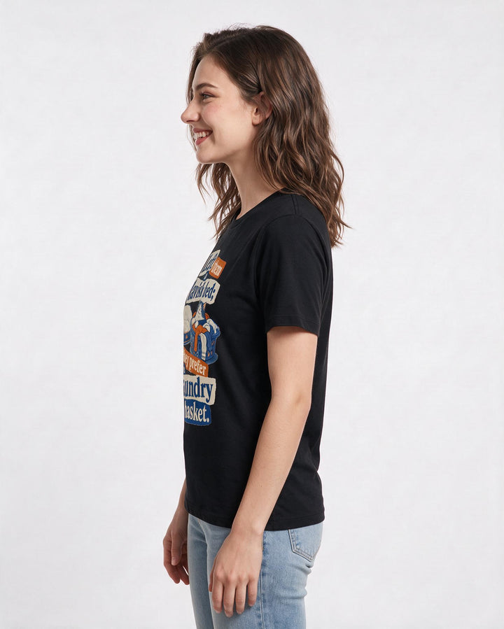 Cat Lover Black T-Shirt for Women – Everyday Expression Graphic Tee product image 2