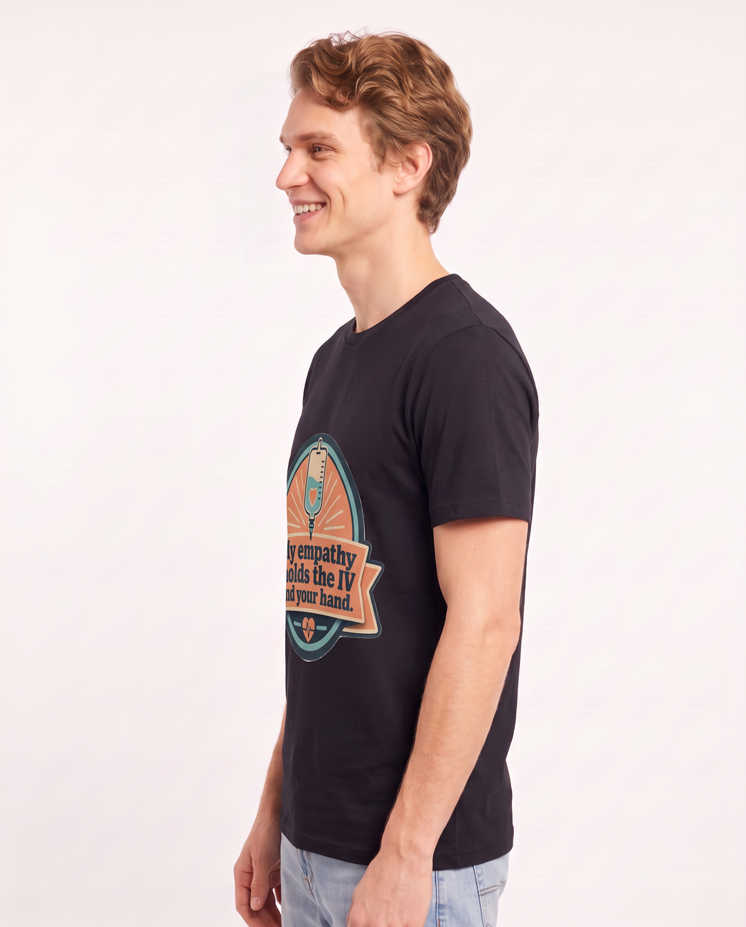 Nurse Gift Men's Black T-Shirt - My empathy holds the IV and your product image 2