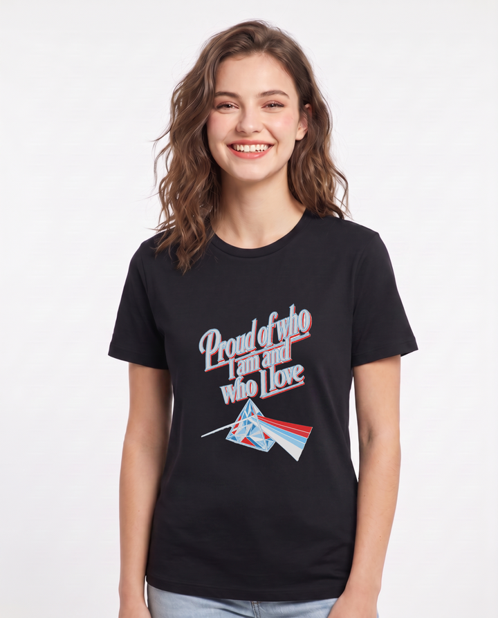 Proud of who I am and who I love - Women's Black T-Shirt product image 2