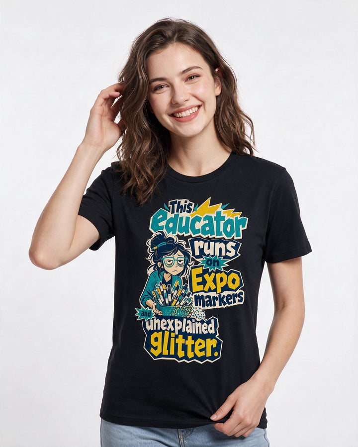 Teacher Black T-Shirt for Women – Everyday Expression Graphic Tee product image 3
