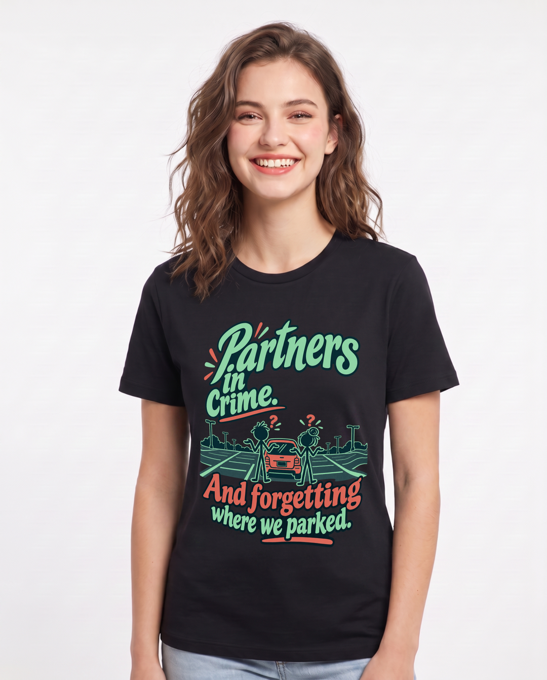 Couples Black T-Shirt for Women – Everyday Expression Graphic Tee product image 3