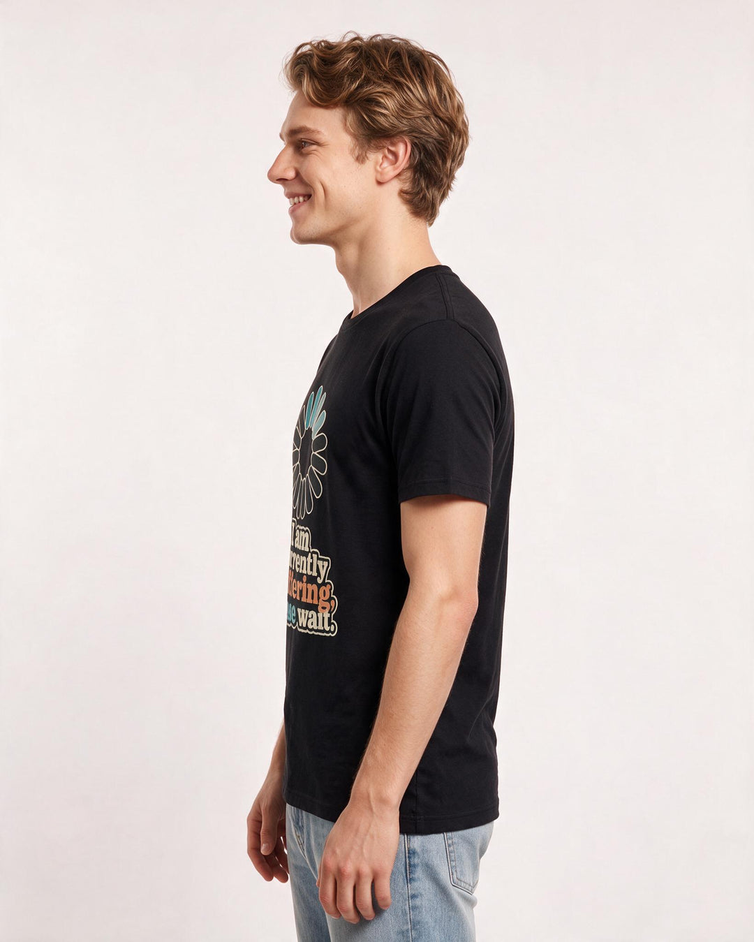 Funny Meme Men's Black T-Shirt – I am currently buffering, please wait. product image 2