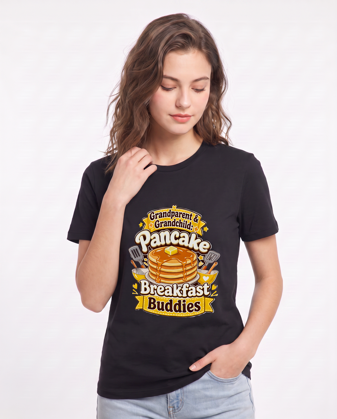 Grandparent & Grandchild: Pancake Breakfast Buddies Women's Black T-Shirt product image 1