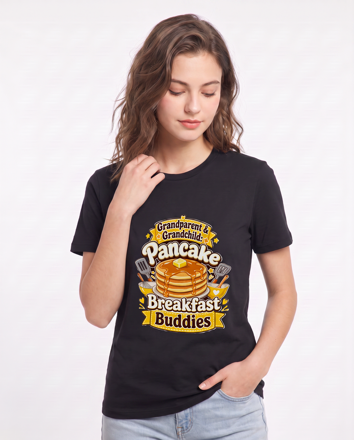 Grandparent & Grandchild: Pancake Breakfast Buddies Women's Black T-Shirt product image 1