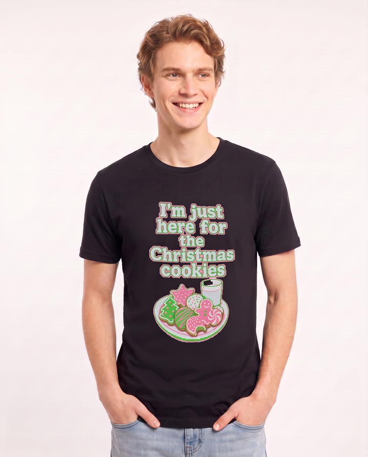 I'm just here for the Christmas cookies - Men's Black T-Shirt product image 1