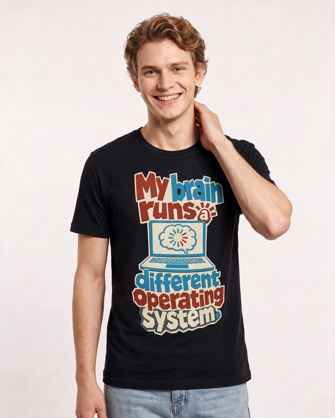 Neurodiversity Men's Black T-Shirt – My brain runs a different operating system. product image 3