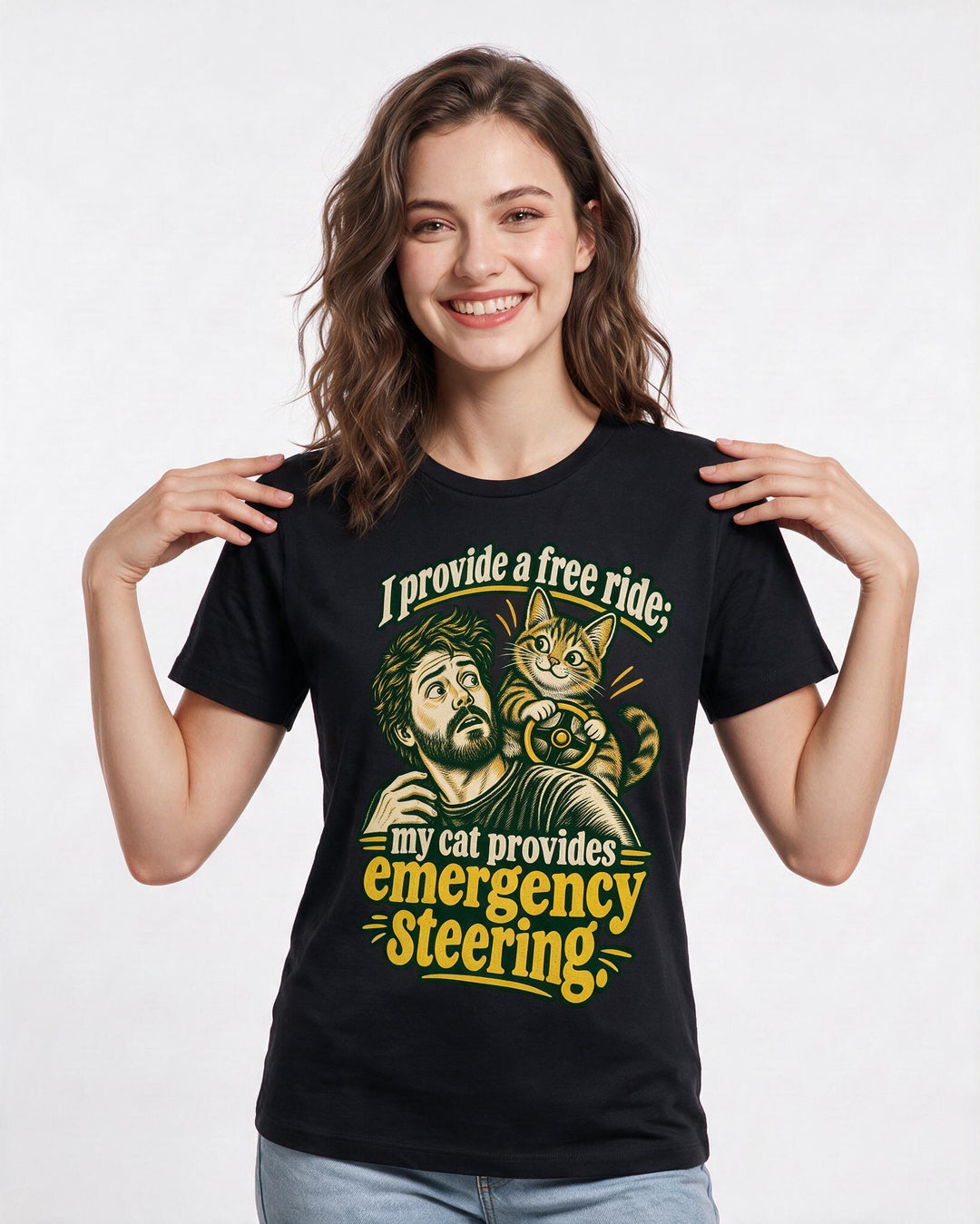 Cat Lover Black T-Shirt for Women – Everyday Expression Graphic Tee product image 1
