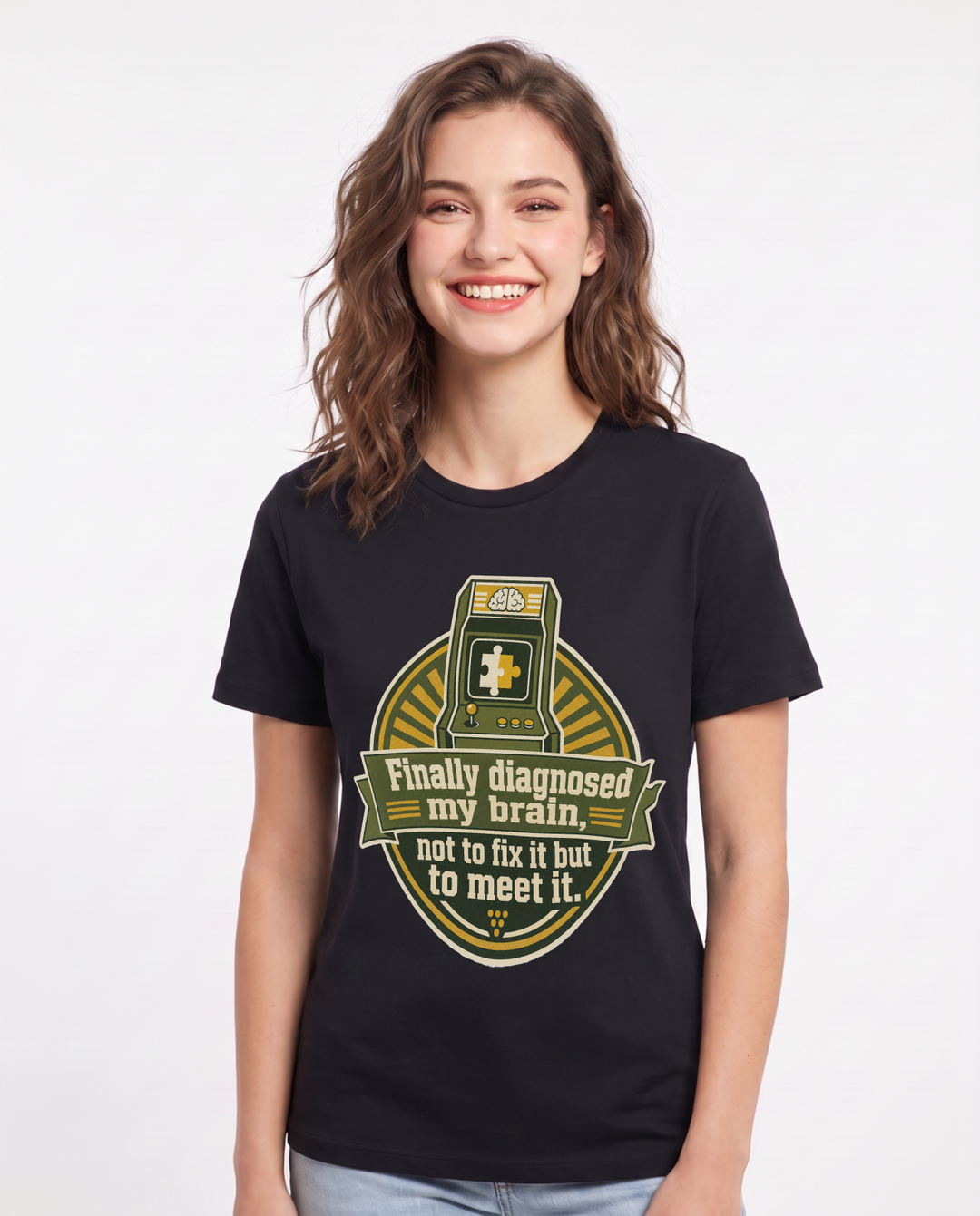 Graphic Women's Black T-Shirt - Finally diagnosed my brain, not to fix product image 1