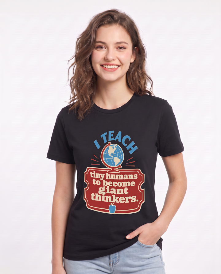 Teacher Gift Women's Black T-Shirt - I teach tiny humans to become product image 3