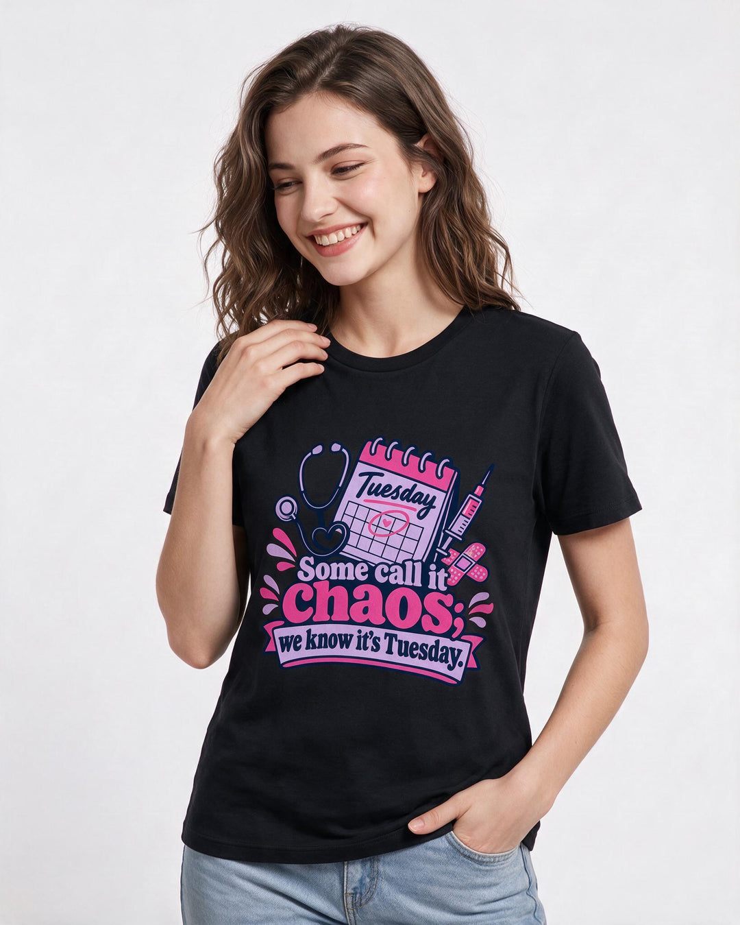 Nurse Black T-Shirt for Women – Nursing Life Graphic Tee product image 1